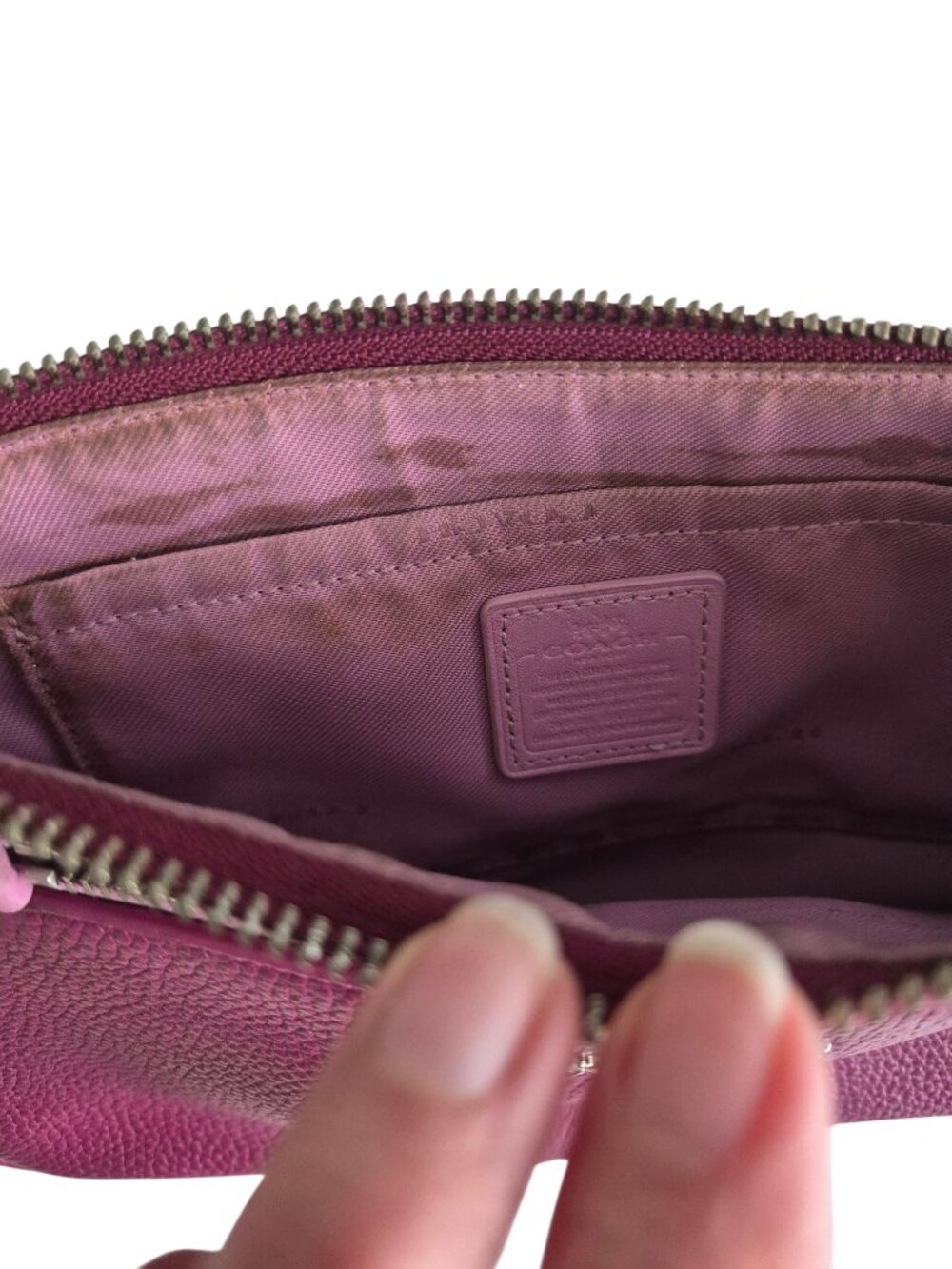 COACH Nolita Wristlet 24 in Purple Pink Colorblock Leather Purse Small Satchel - Picture 12 of 16